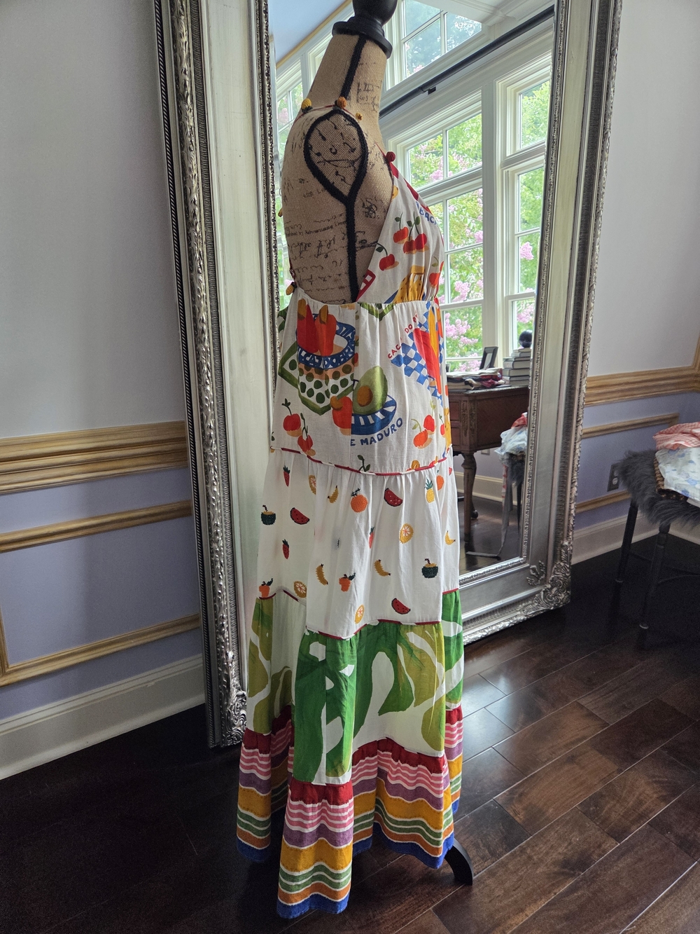 FARM Rio White Multicolor Tiered Maxi Dress W Embriodery S - Picture 8 of 11